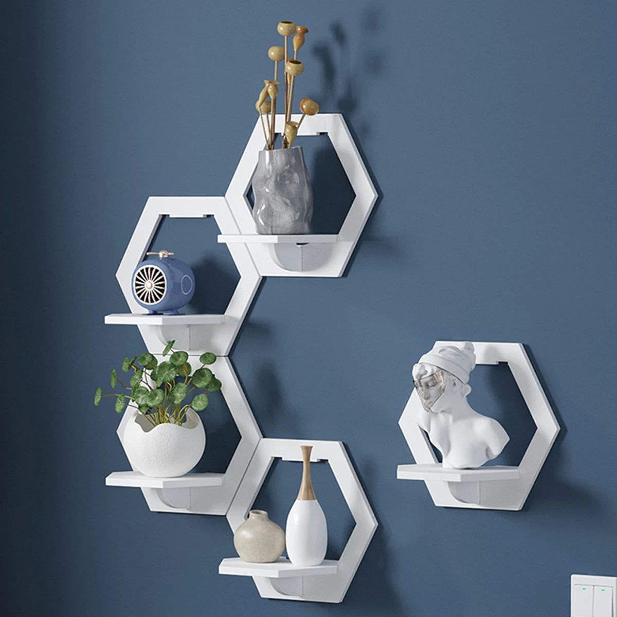 3Pcs Hexagon Wall Shelf Punch  - Flower Wall Panel ulasan dan harga