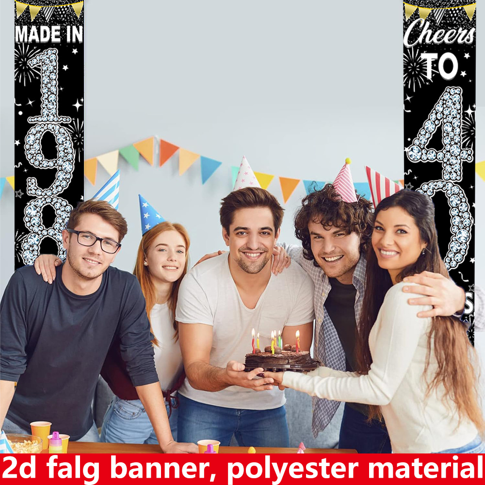 2Pcs 2D Flat 40th Birthday Ban - Party Banner Gold ulasan dan harga