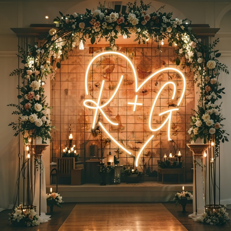 Custom Initials Heart LED Neon - Eve Party ulasan dan harga