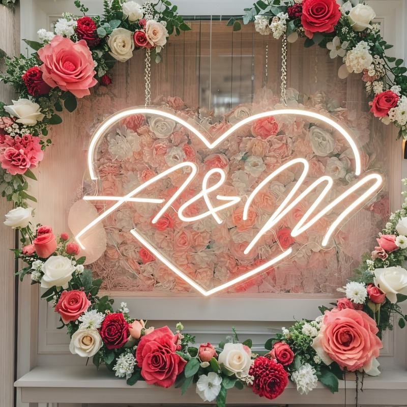Custom Initials Heart LED Neon - Eve Party ulasan dan harga