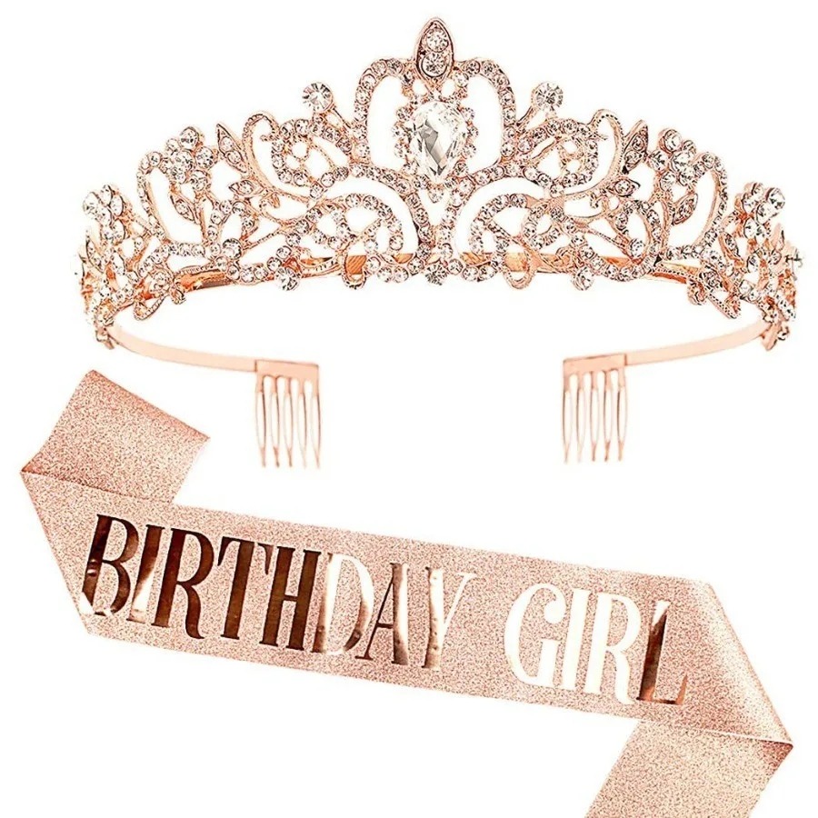 2Pcs Set Rhinestone Crystal Cr - Birthday Sash Glitter ulasan dan harga