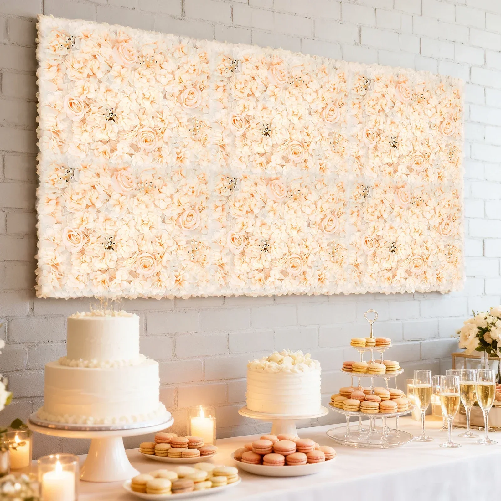 6 PCS 60*40cm Artificial Flowe - Flower Wall Panel ulasan dan harga