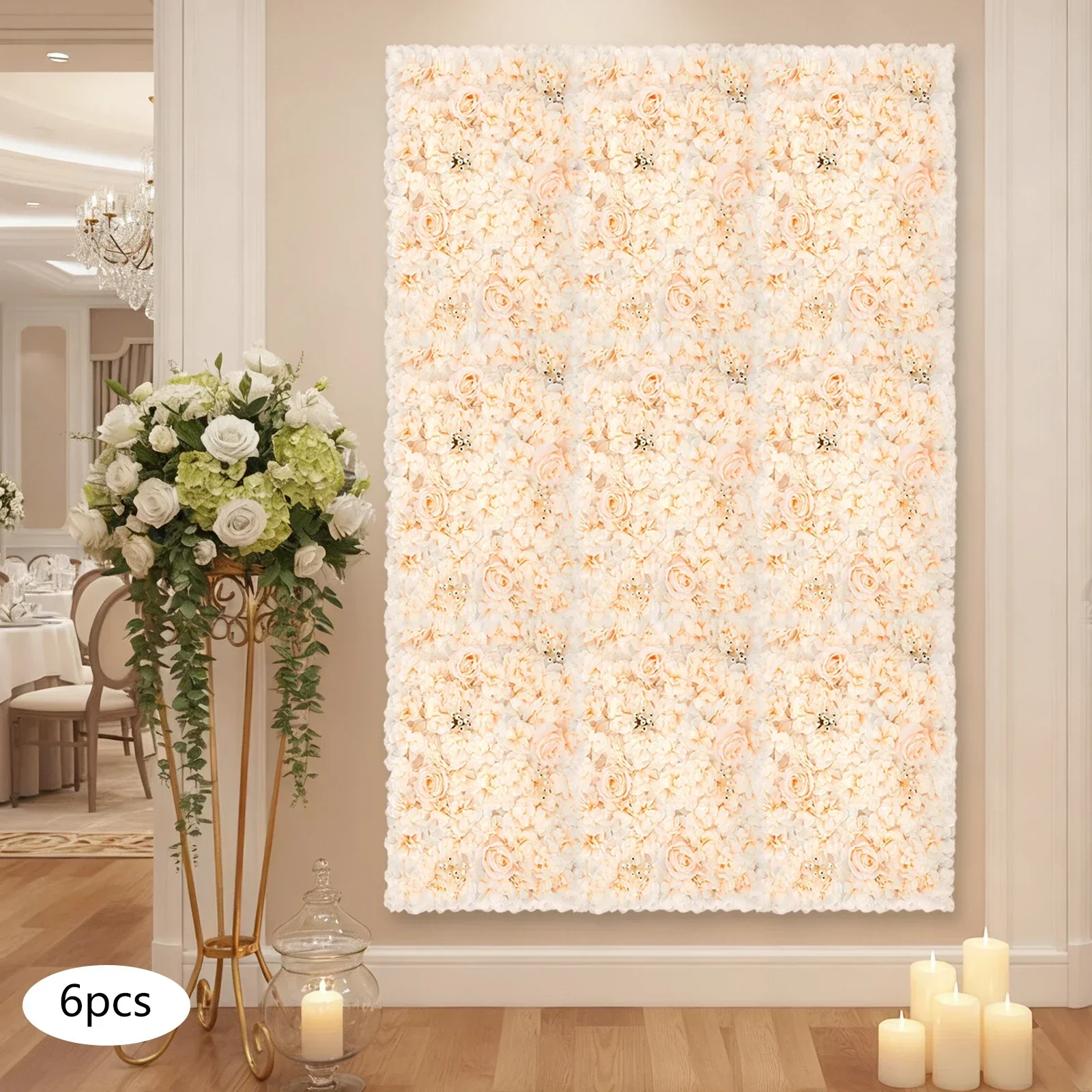 6 PCS 60*40cm Artificial Flowe - Flower Wall Panel ulasan dan harga