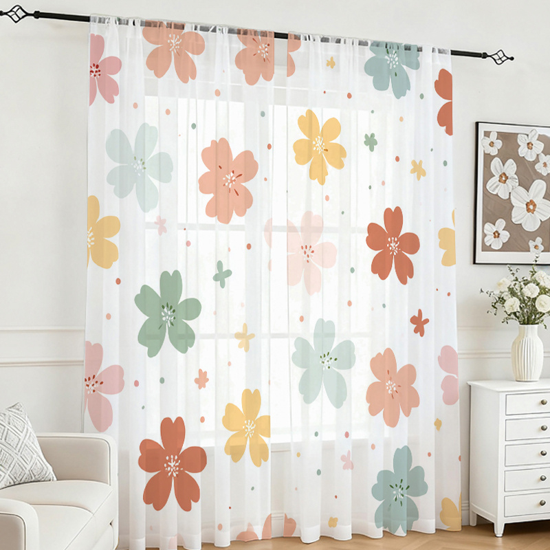 2PCS Digital Printing Sheer Cu - Flower Wall Panel ulasan dan harga