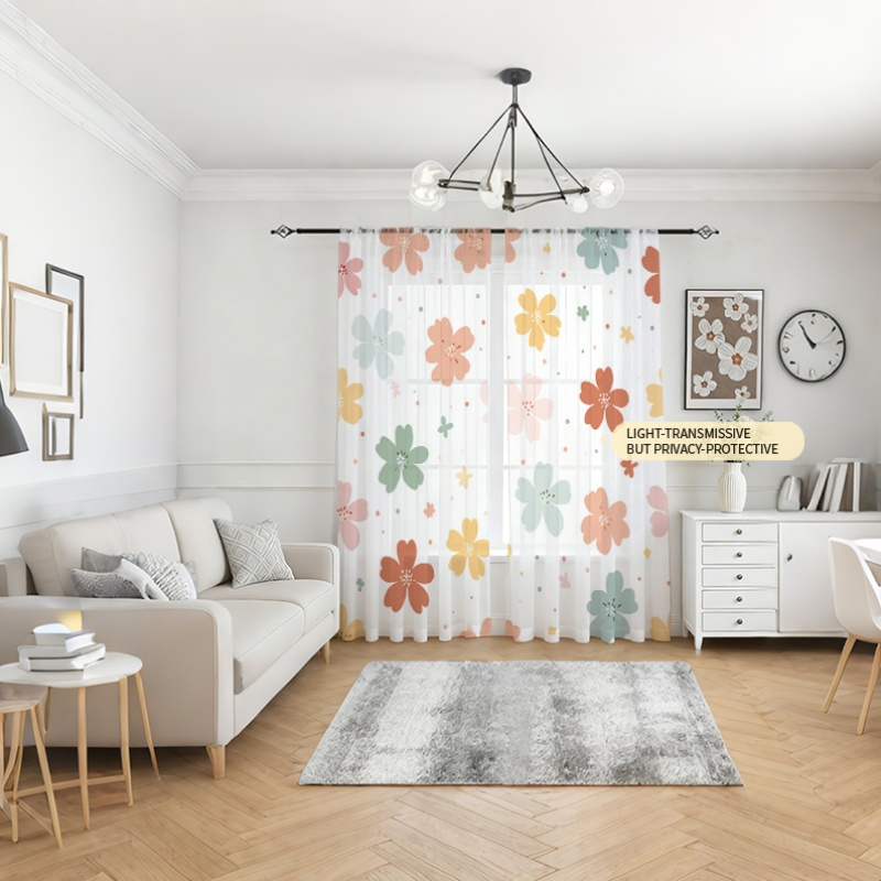2PCS Digital Printing Sheer Cu - Flower Wall Panel ulasan dan harga