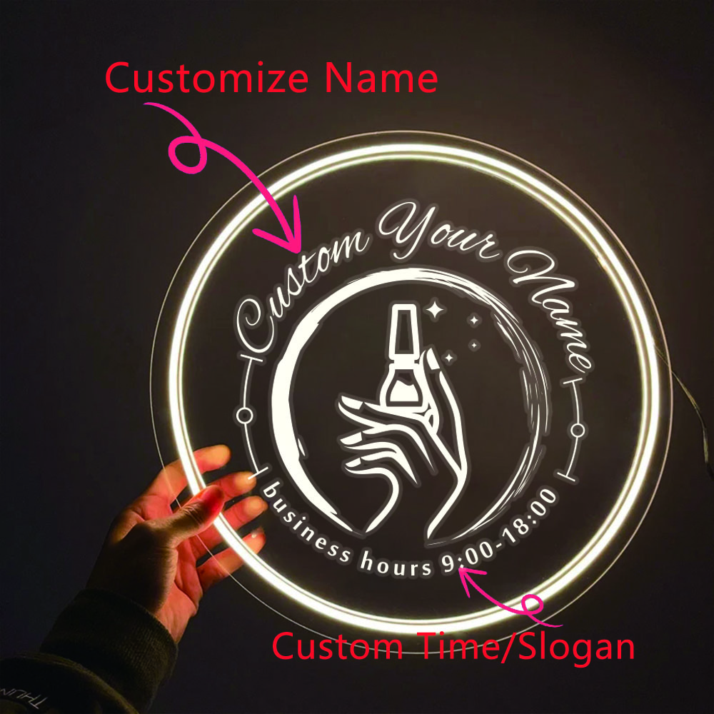 1PC Round Shape Nail Art Theme - Neon Sign Party ulasan dan harga