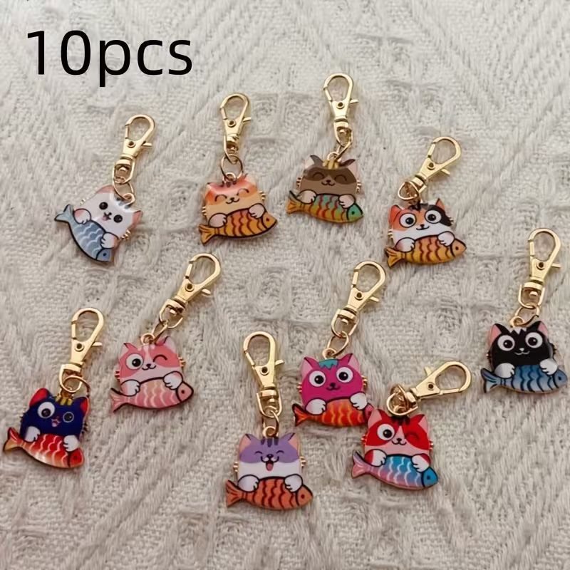 10pcs alloy printed cat keycha - Party Favor Bag ulasan dan harga