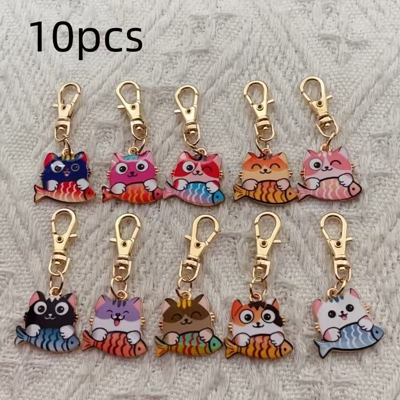 10pcs alloy printed cat keycha - Party Favor Bag ulasan dan harga