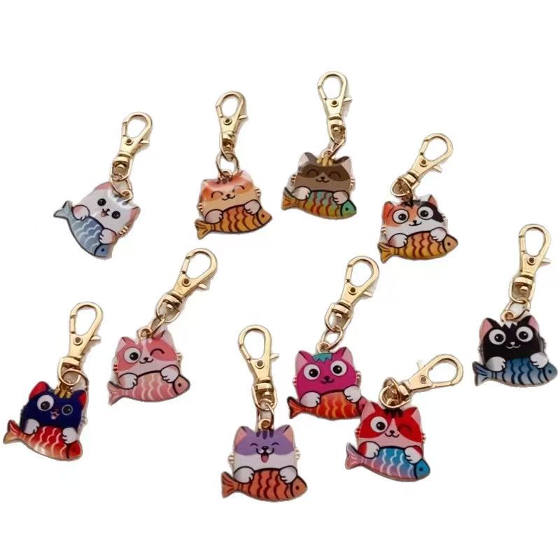 10pcs alloy printed cat keycha - Party Favor Bag ulasan dan harga